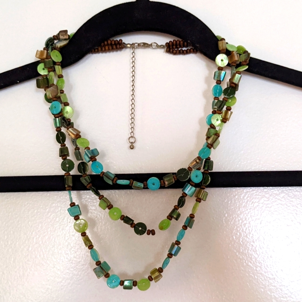 Matinee layered beaded necklace